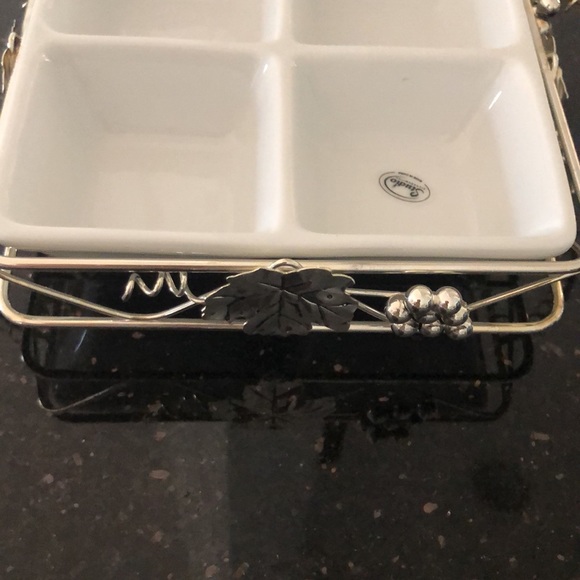 Vintage Silver Plated Grape Vines Leaves and White Ceramic Dip Tray Gordon Blue - Picture 8 of 11